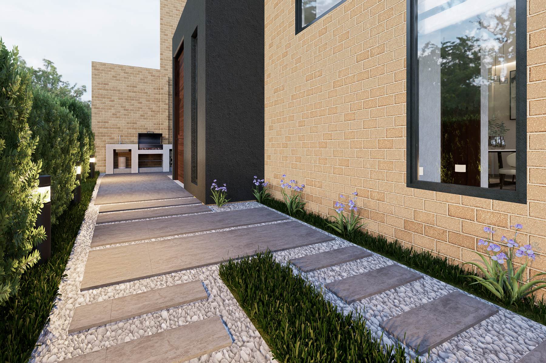 Render interior del primer piso de Casa Cajicá